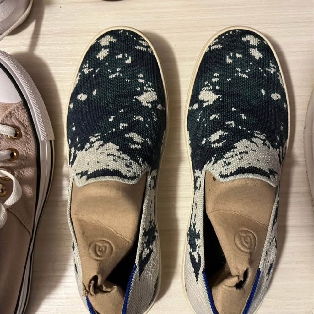 Rothy's Blue and Green Slip on Sneakers
